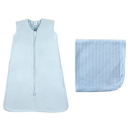 Touched by Nature Wearable Sleeping Bag & Organic Cotton Swaddle Blanket in Blue