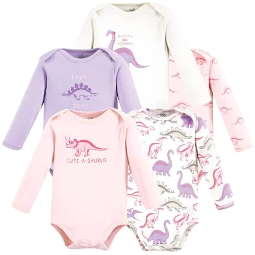 Touched by Nature Long-Sleeve Bodysuits in Retro Dino