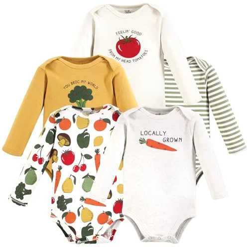Touched by Nature Long-Sleeve Bodysuits in Happy Veggies