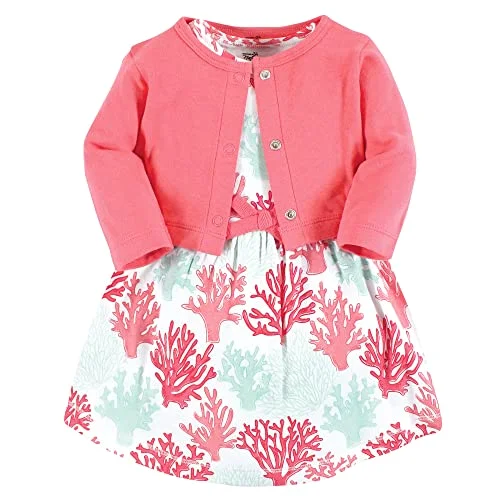 Touched by Nature Dress and Cardigan in Coral Reef