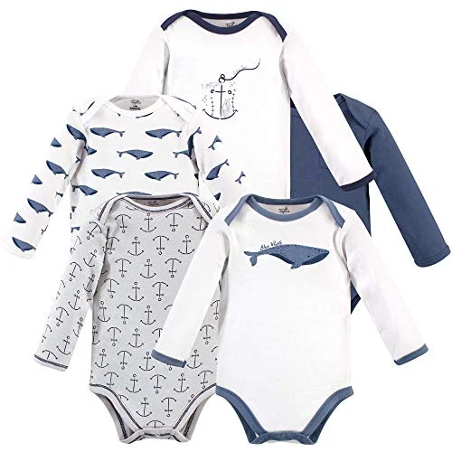 Touched by Nature Long-Sleeve Bodysuits in Blue Whale