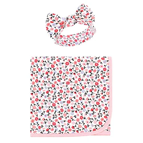 Touched by Nature Swaddle Blanket and Headband or Cap in Ditsy Floral