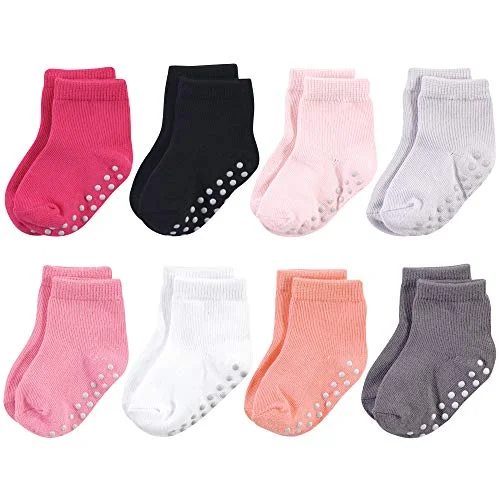 Touched by Nature Socks with Non-Skid Gripper for Fall Resistance in Solid Black Pink