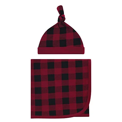 Touched by Nature Swaddle Blanket and Headband or Cap in Buffalo Plaid