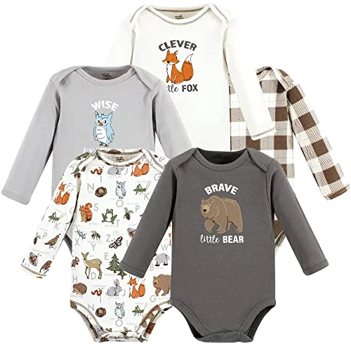 Touched by Nature Long-Sleeve Bodysuits in Boy Woodland Alphabet