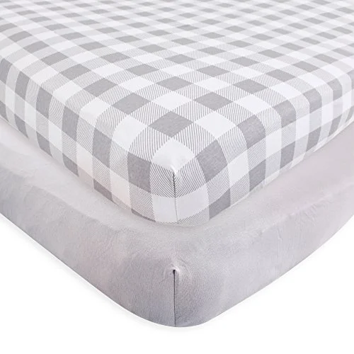 Touched by Nature Crib Sheet in Plaid Solid Gray